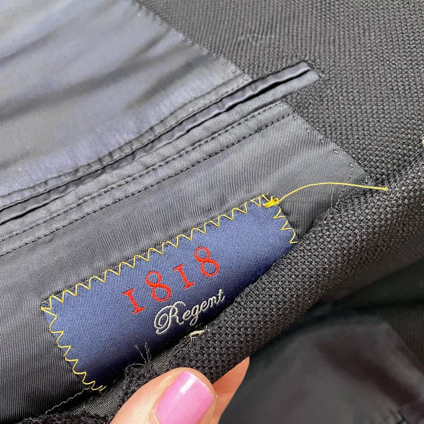 Upcycled Vintage Blazer Set in Navy Blue, Size Small