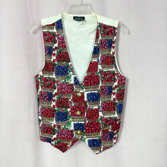 Vintage Fritzi California Berry Print Vest, Size Medium