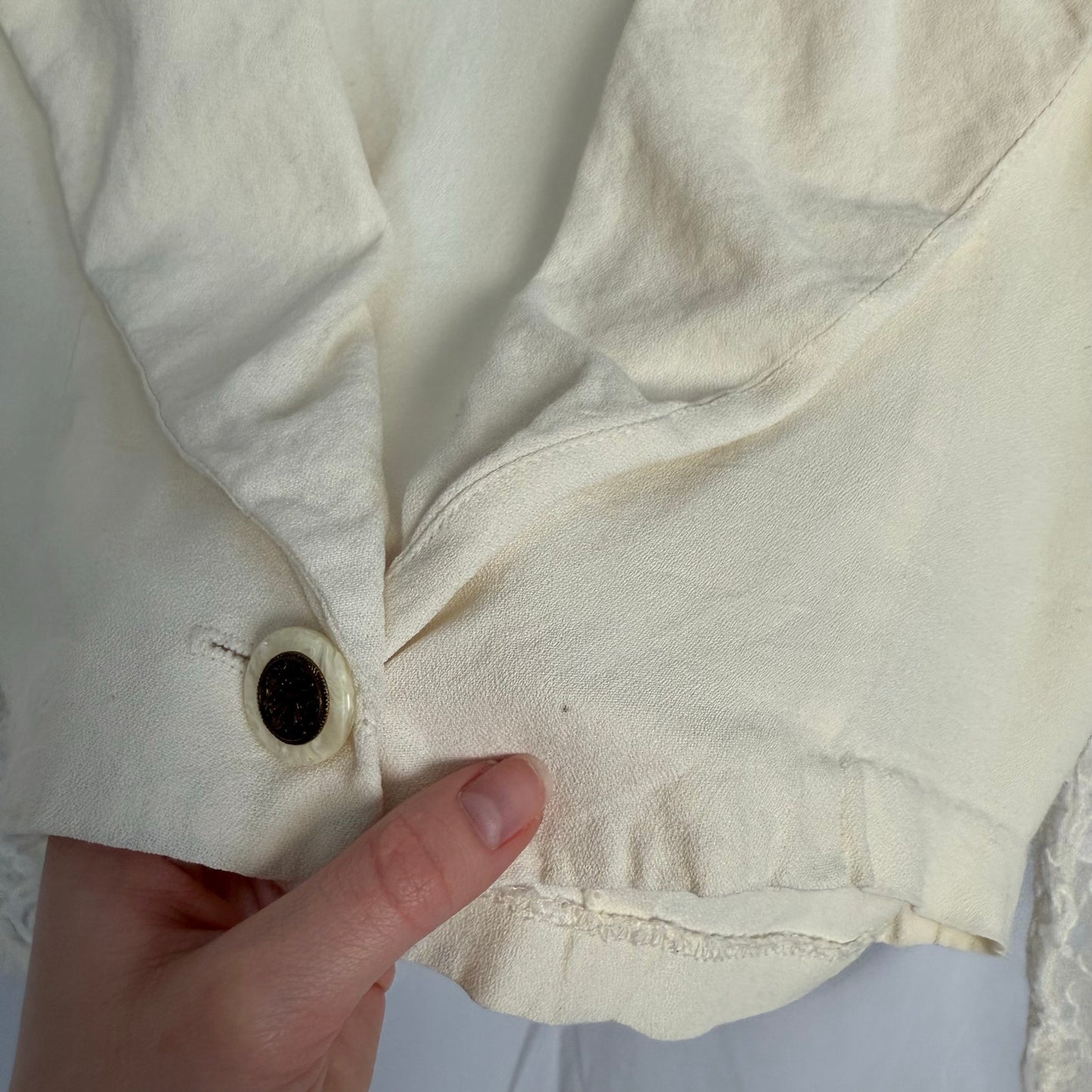 Vintage My Michelle Cream Lace Crop Blazer, Size Medium