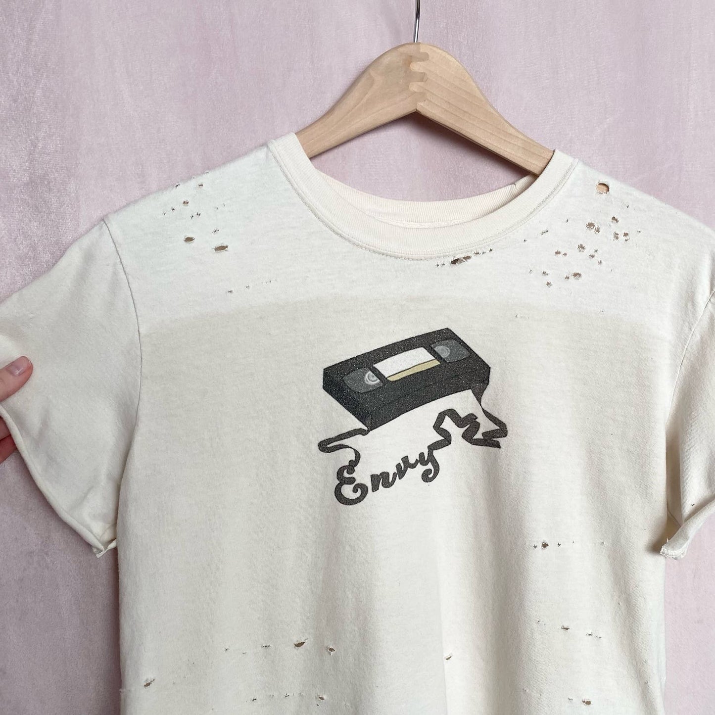 Reworked Envy NY Retro Workout VCR Distressed Tee, Size Small