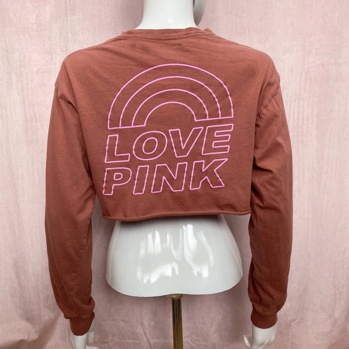 Reworked Victoria’s Secret PINK Crop Long Sleeve, Size XS