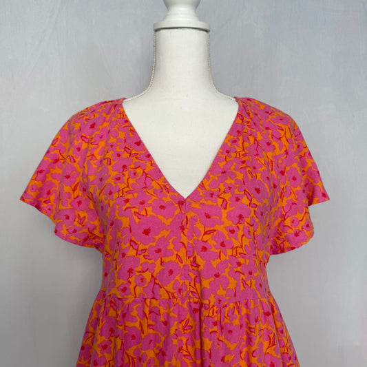 Secondhand Universal Thread Tiered Linen Blend Floral Babydoll Mini Dress, Size XS