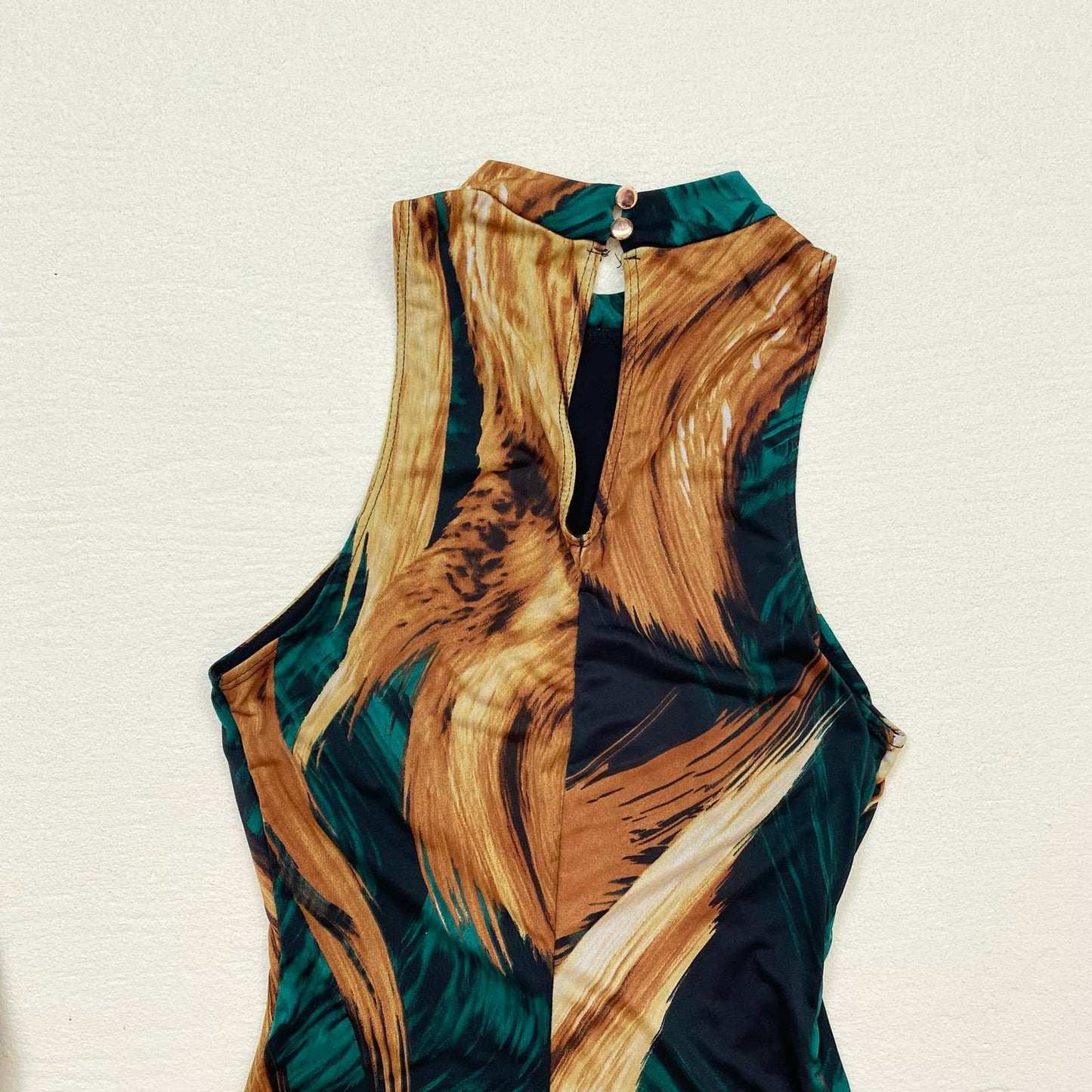 Secondhand Fashion Nova Fine Arts Sleeveless Midi Dress - Green/Combo, Size Small
