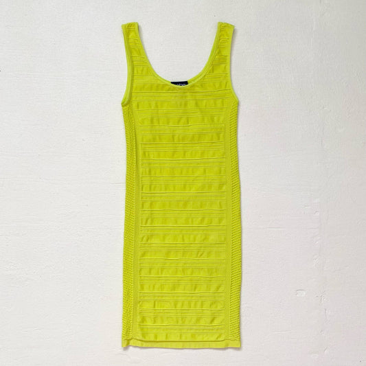 Secondhand Bebe Lemon Lime Cutout Bodycon Mini Tank Dress, Size Small