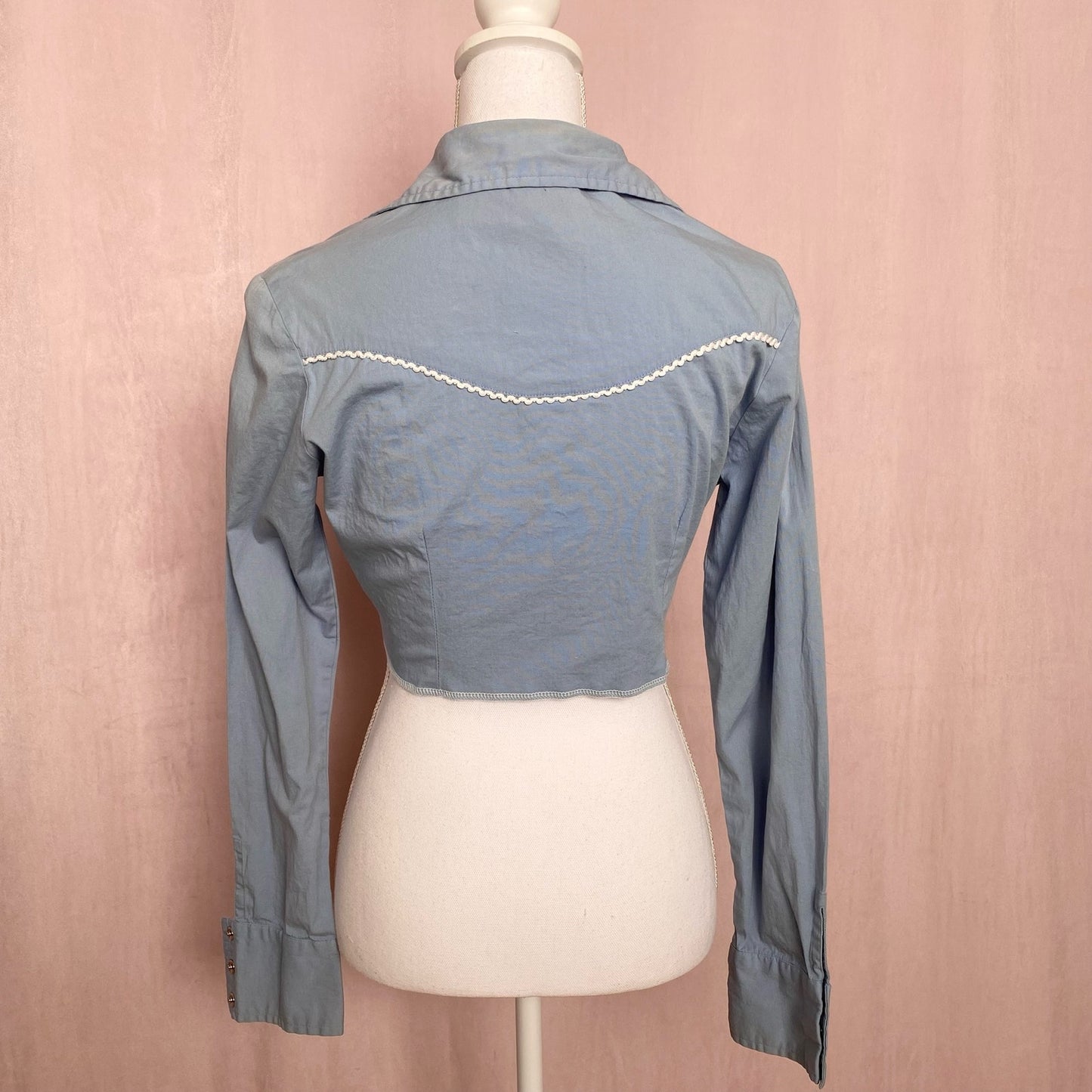 Reworked Roxy Floral Embroidered Crop Button Up, Size Medium