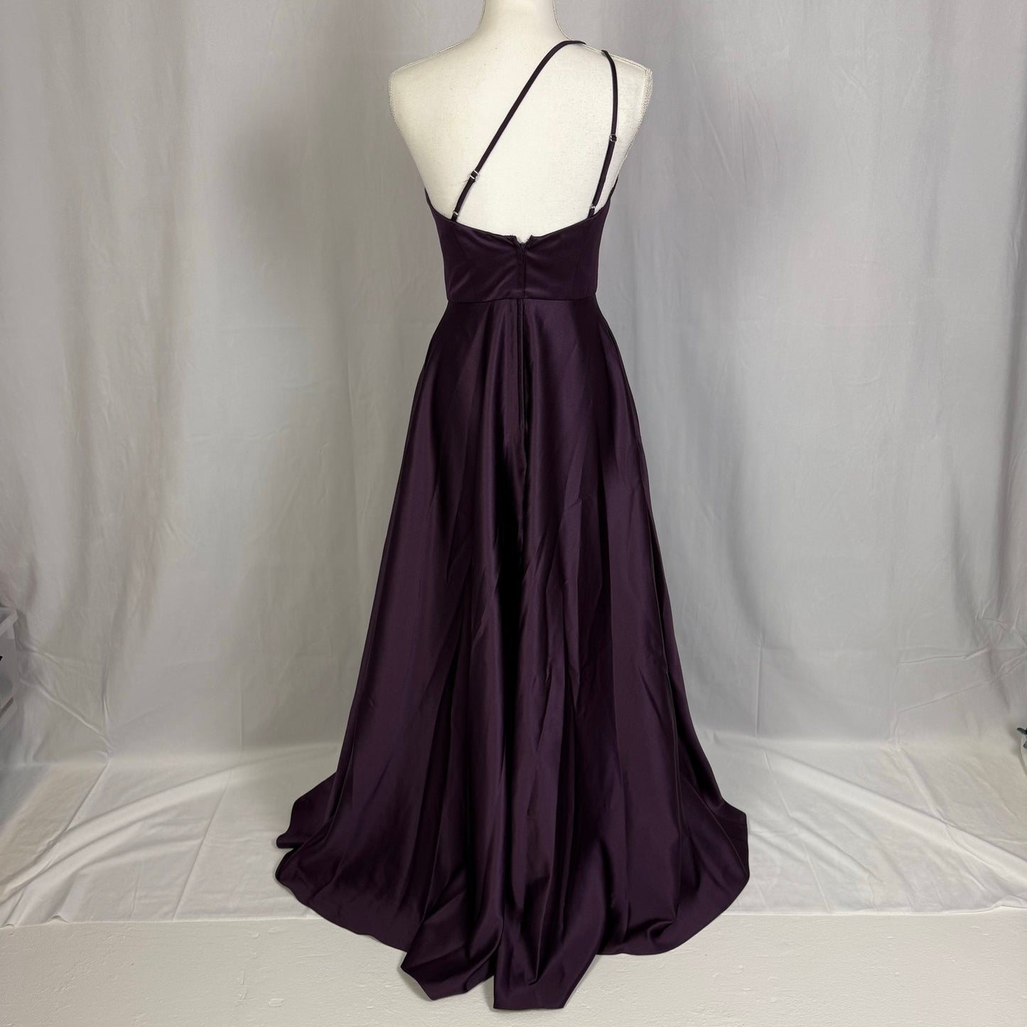 Secondhand David's Bridal One Shoulder Purple Satin Bridesmaid Dress, Size 2