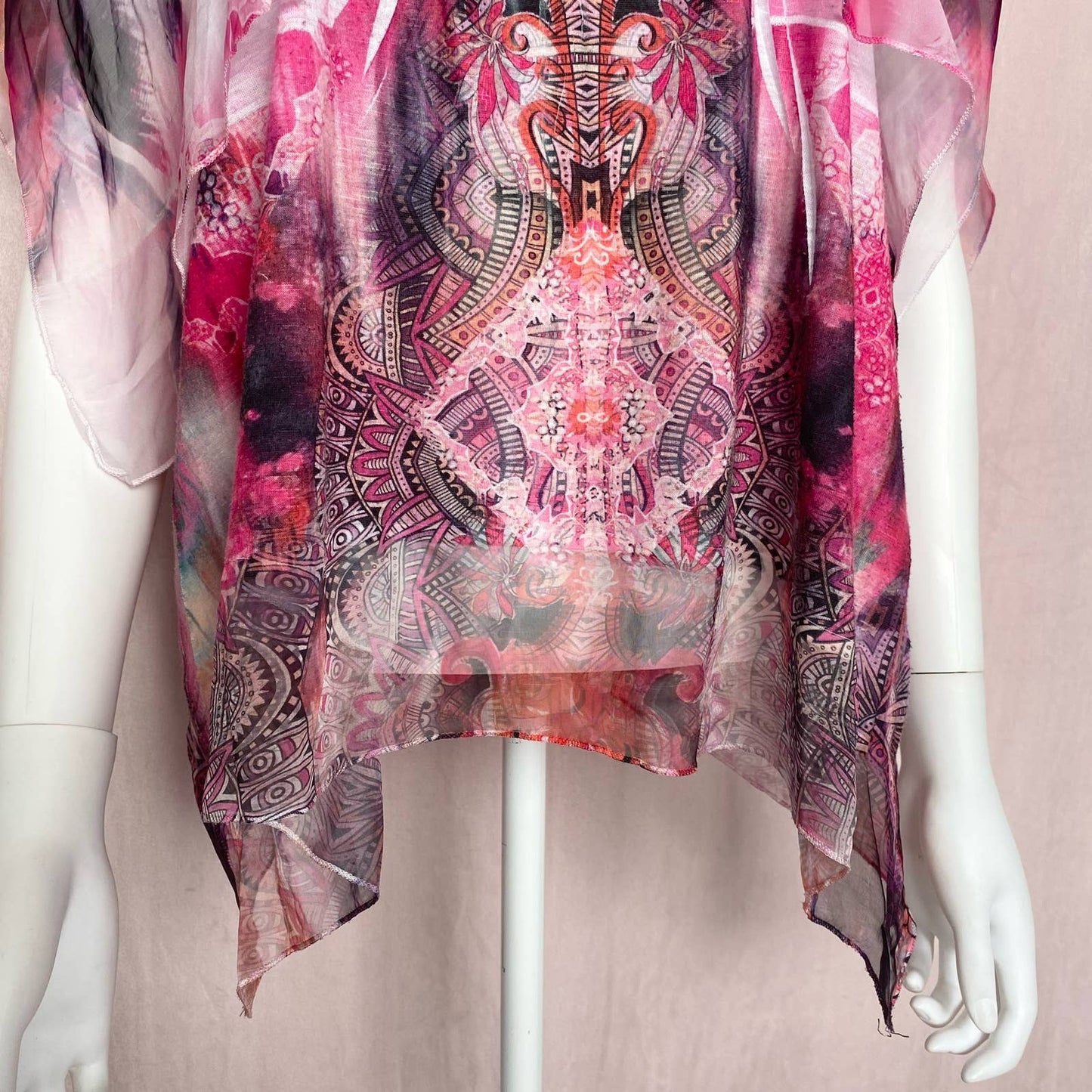 Y2K One World Embellished Overlay Tunic Blouse, Size XS