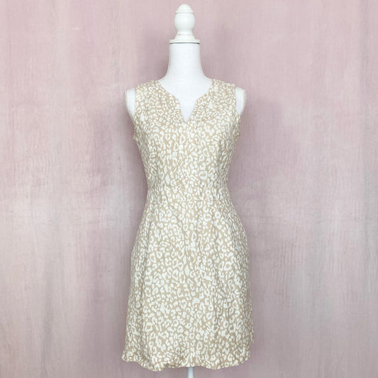 Secondhand Banana Republic Linen Blend Leopard Print Sheath Dress, Size 4