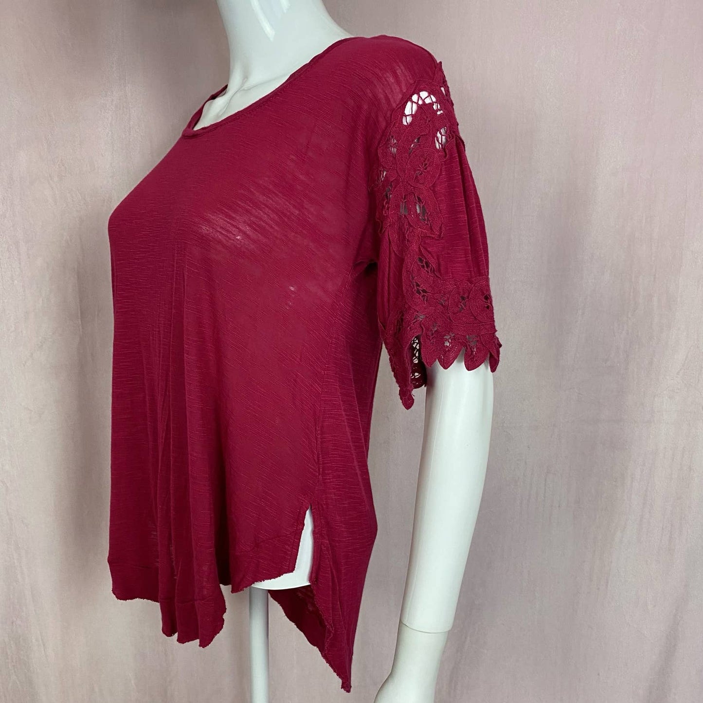 Secondhand Free People Lace Sleeve Knit Top, Size XS