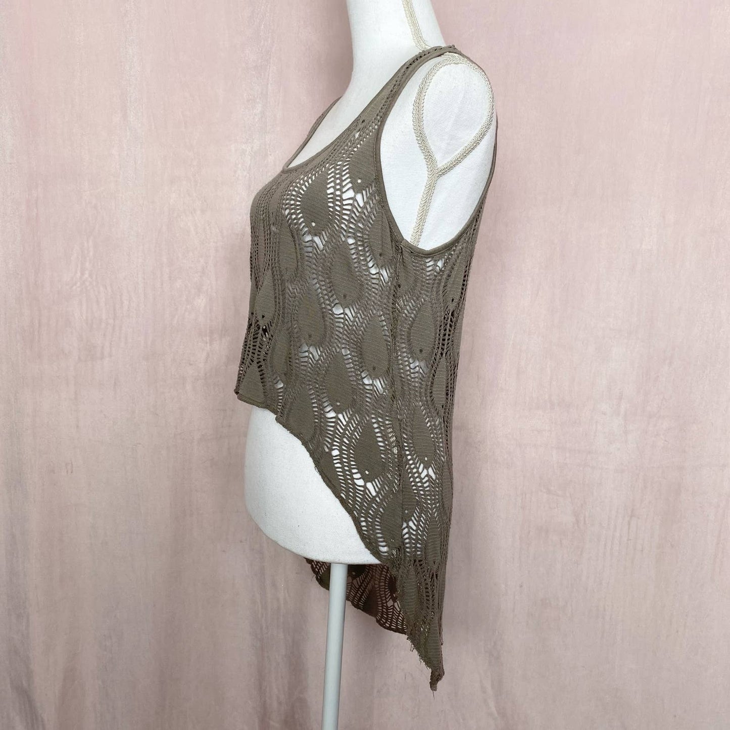 Secondhand Cut Out Knit High Low Tank Top, One Size