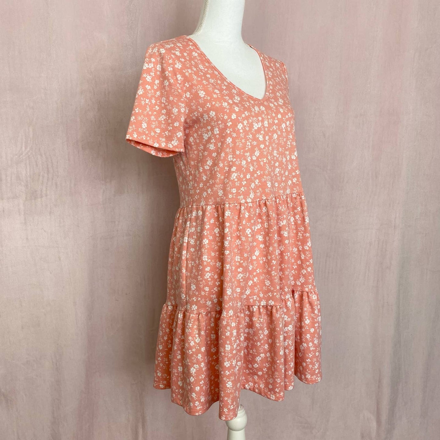 Secondhand Como Vintage Floral Tiered Mini Babydoll Dress, Size Small