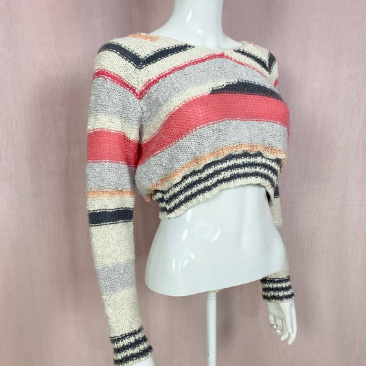 Reworked Sonoma Stripe Knit Crop Sweater, Sized Size Medium