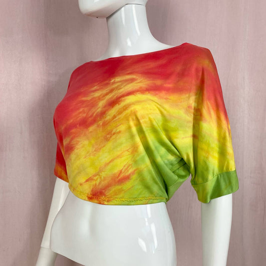 Upcycled Mijo Tie Dye Crop Short Sleeve Top, Size Medium