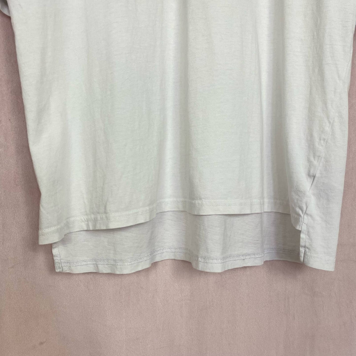 Secondhand Custom White Graphic Mesh Sleeve Tee, Size Large