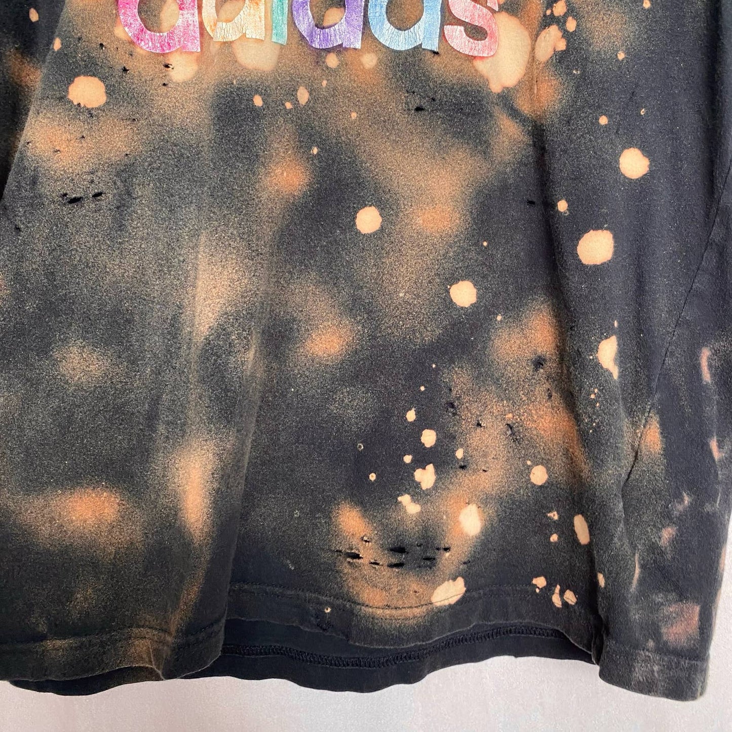 Upcycled Adidas Originals Logo Distressed Tee, Size Large