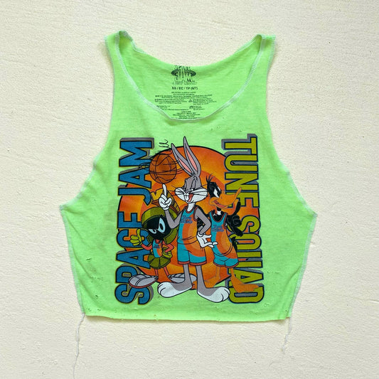 Upcycled Looney Tunes Space Jam Graphic Crop Tank, Size XS