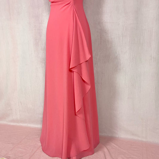 Vintage Aspeed Peach Chiffon bridesmaid Long Dress, Size Medium
