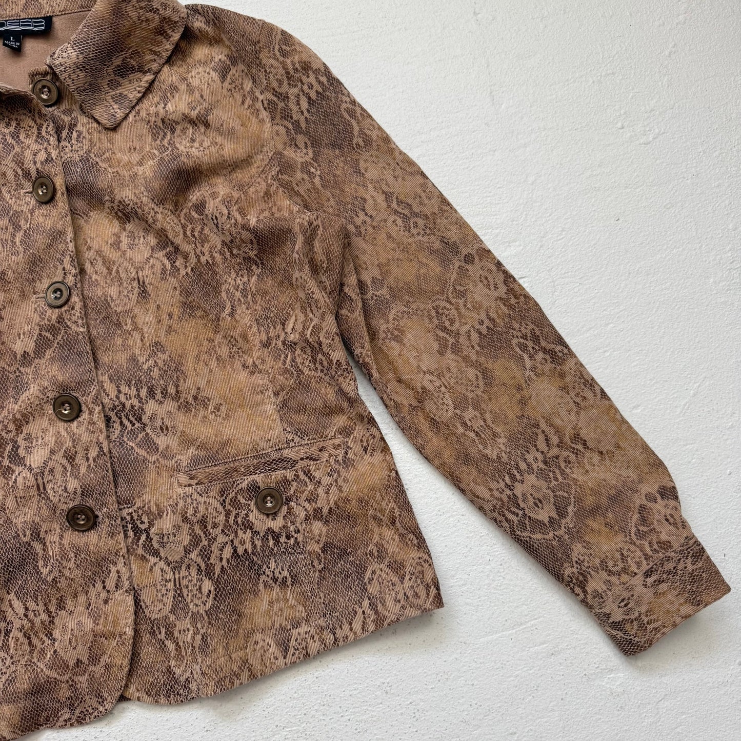 Y2K Linear Micro Corduroy Snake Print Jacket, Size Large