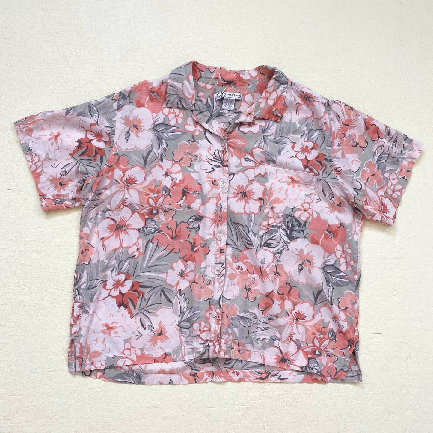 Vintage Dressbarn Tropical Floral Button Up Shirt, Size XL