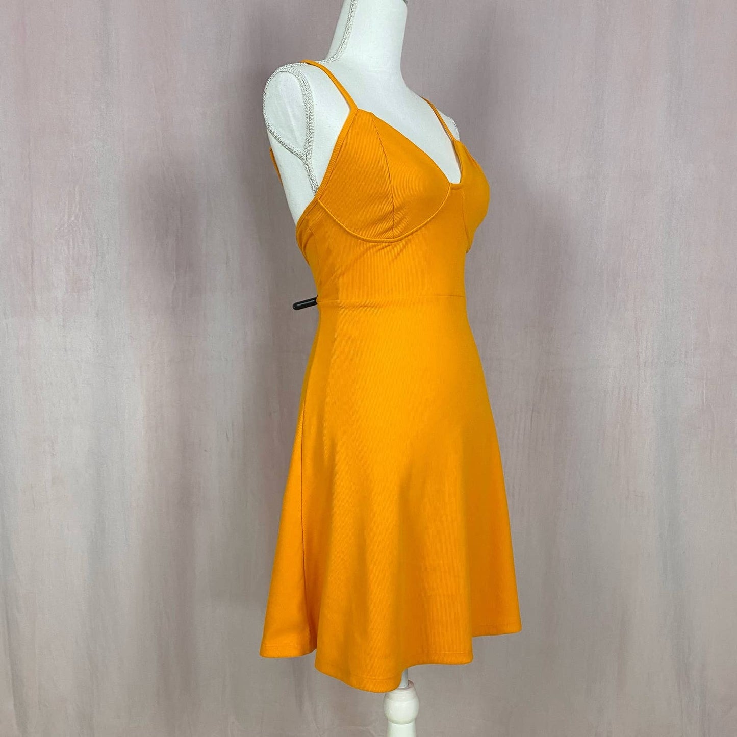 Secondhand Wild Fable Mini Knit Skater Dress in Gold, Size Medium