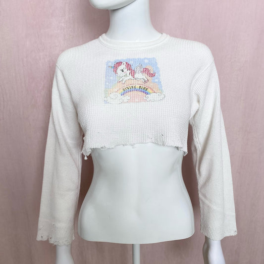 Reworked Divine Sins Unicorn Crop Long Sleeve, Size Small