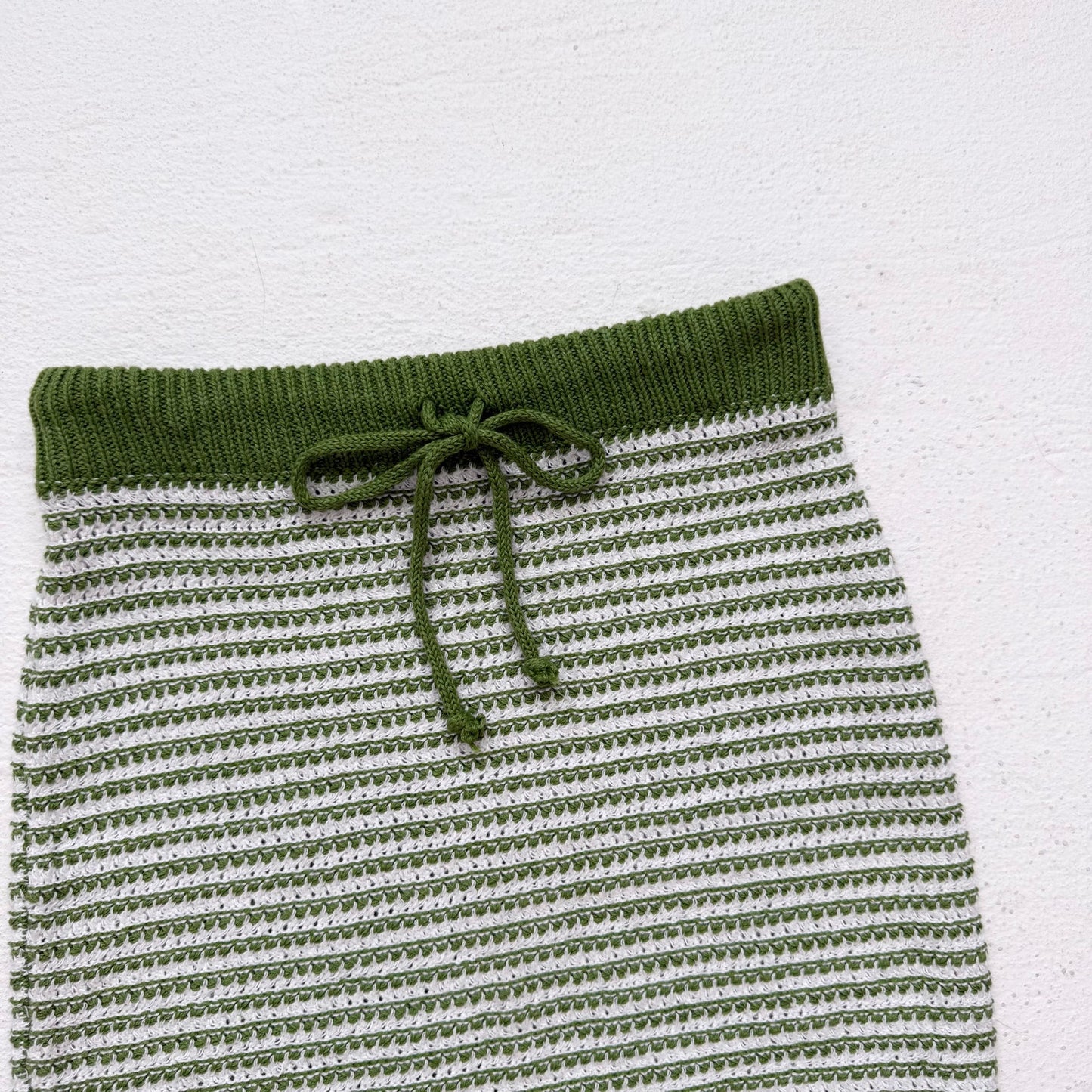 Secondhand Shop The Narrative Green White Crochet Mini Knit Skirt Size S