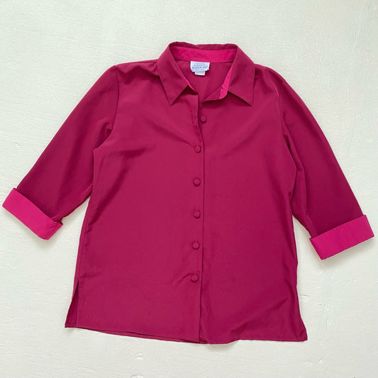 Vintage Brownstone Studio Flowy Pink Button Up Shirt, Size MP