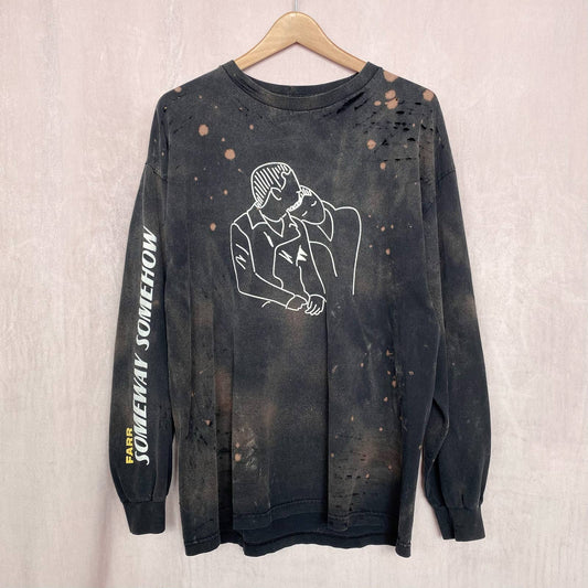 Upcycled Farr Distressed Long Sleeve T-Shirt, Size XL