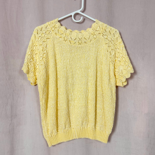 Vintage Haband Yellow Short Sleeve Sweater, Size Large