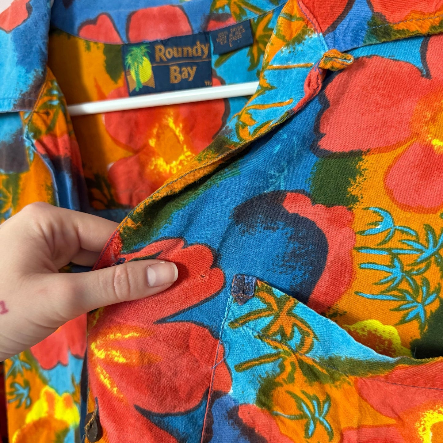 Upcycled Vintage Crop Hawaiian Shirt, Size Large