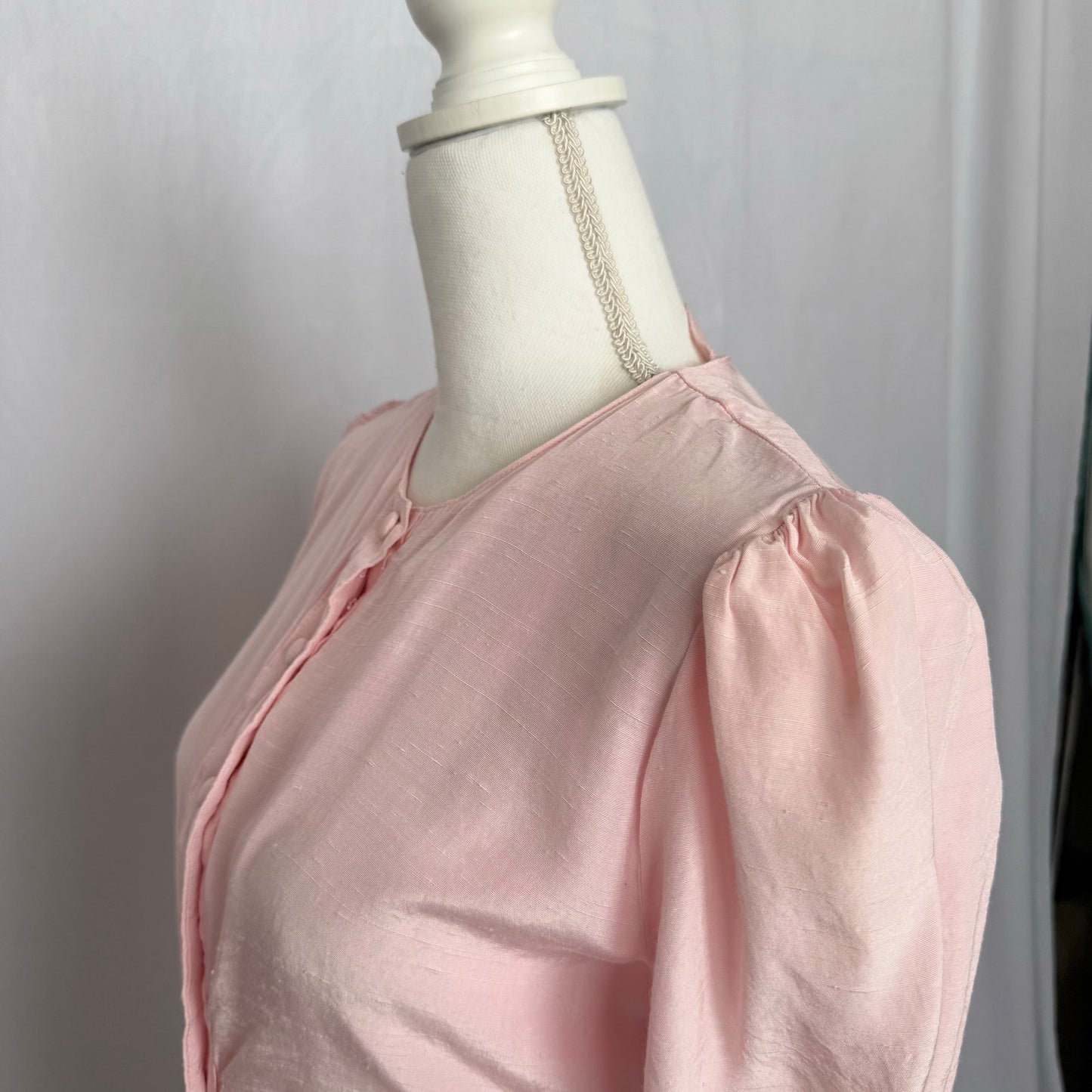 Vintage 80s Jonathan Martin Pink Button Front Dress, Size 9/10