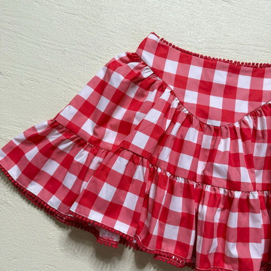 Secondhand Sugar Thrillz Red Gingham Tiered Mini Skirt, Size Small