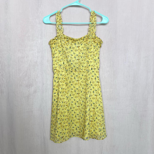 Secondhand 2bella Yellow Ditsy Floral Mini Dress, Size Small