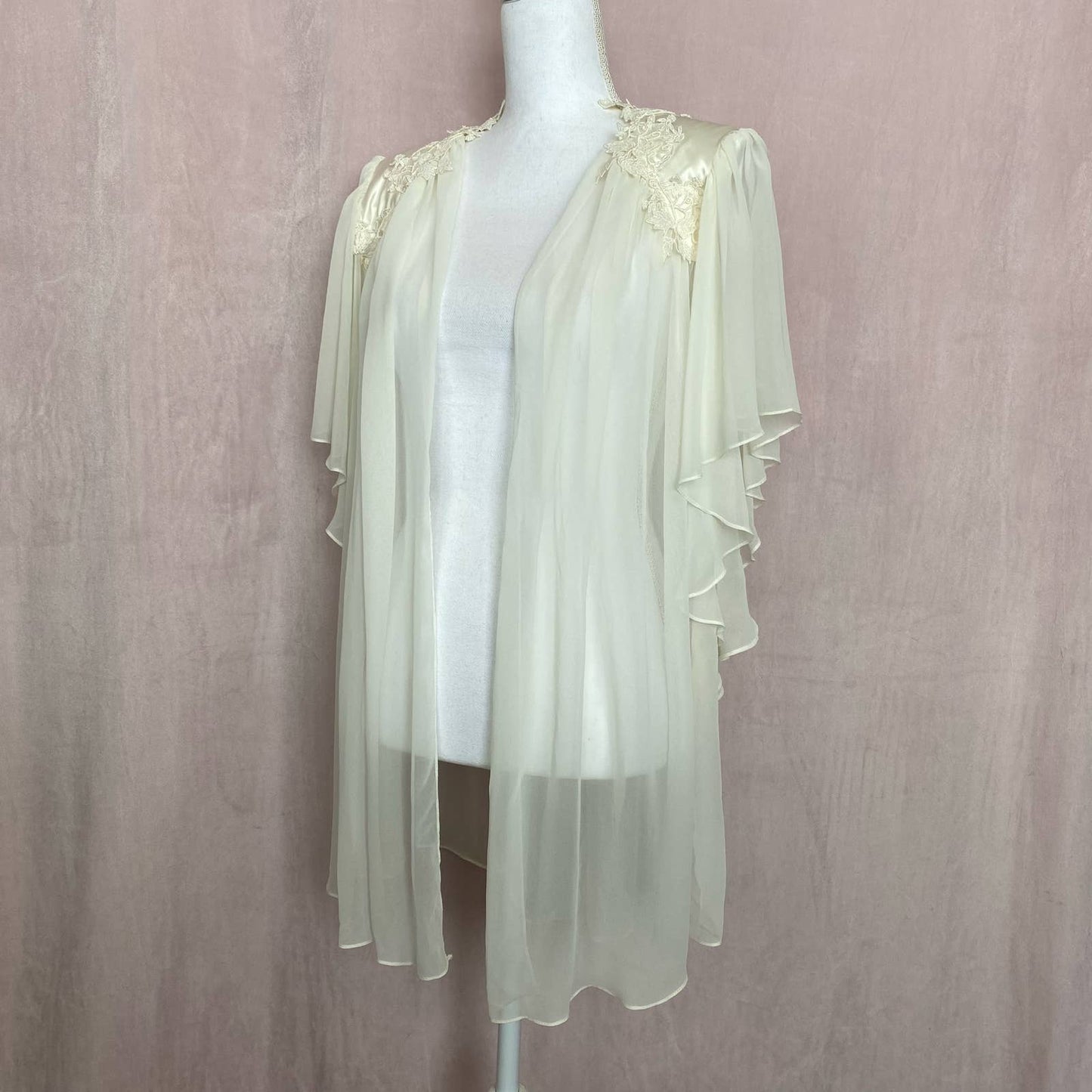 Vintage F Cera Hilrsoz Lace Sheer Kimono, Size Large