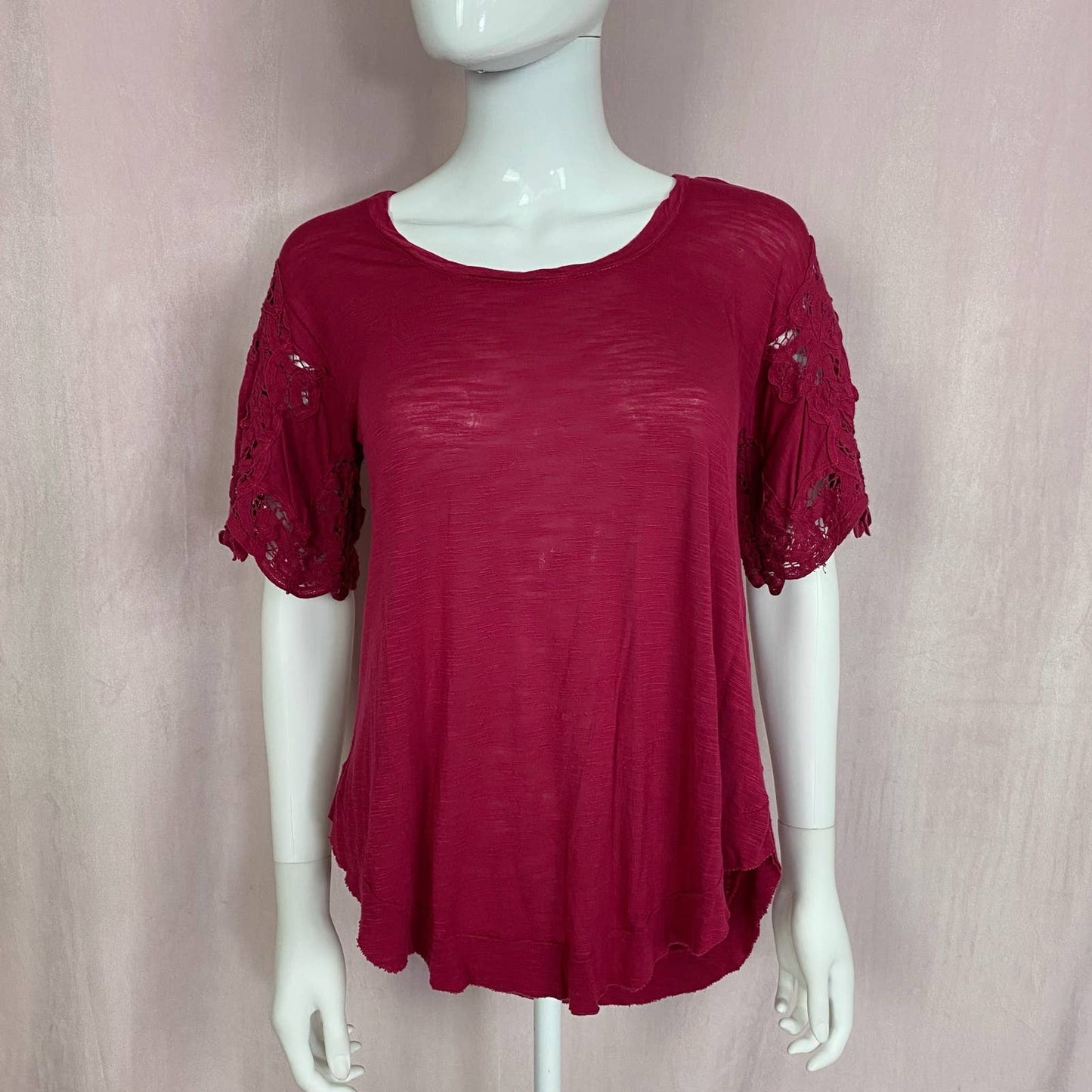 Secondhand Free People Lace Sleeve Knit Top, Size XS