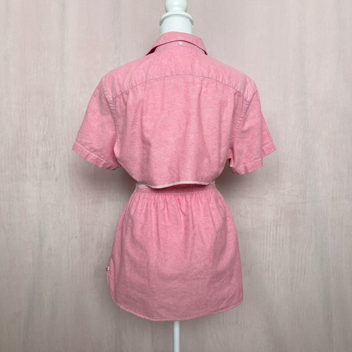 Upcycled Pink Button Front Two Piece Skirt Set, Size XS
