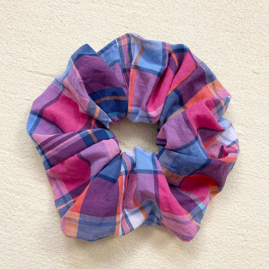 Scrap Fabric Plaid Jumbo Scrunchie