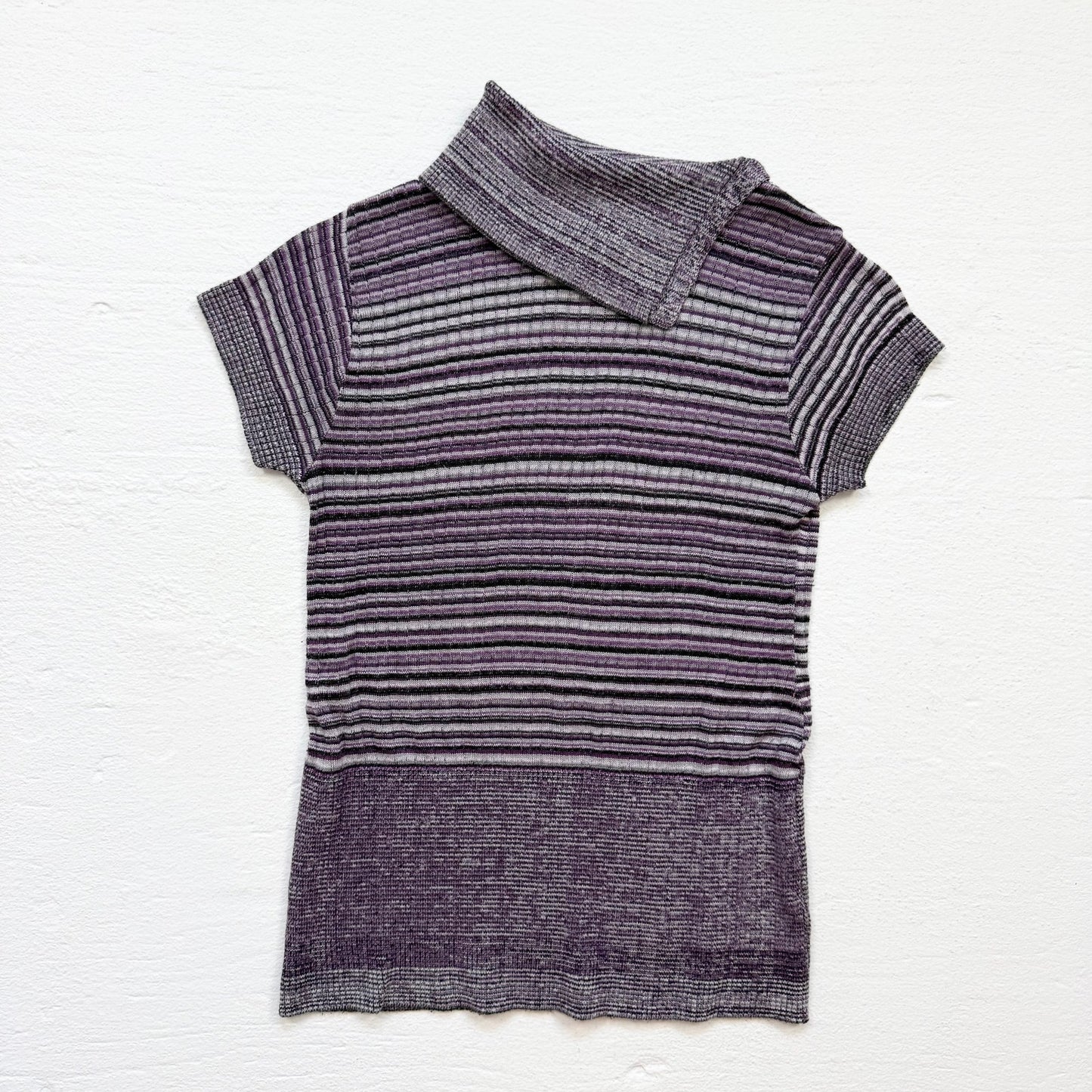 Y2K iZ Byer California Purple Ribbed Knit Striped Top, Size Medium