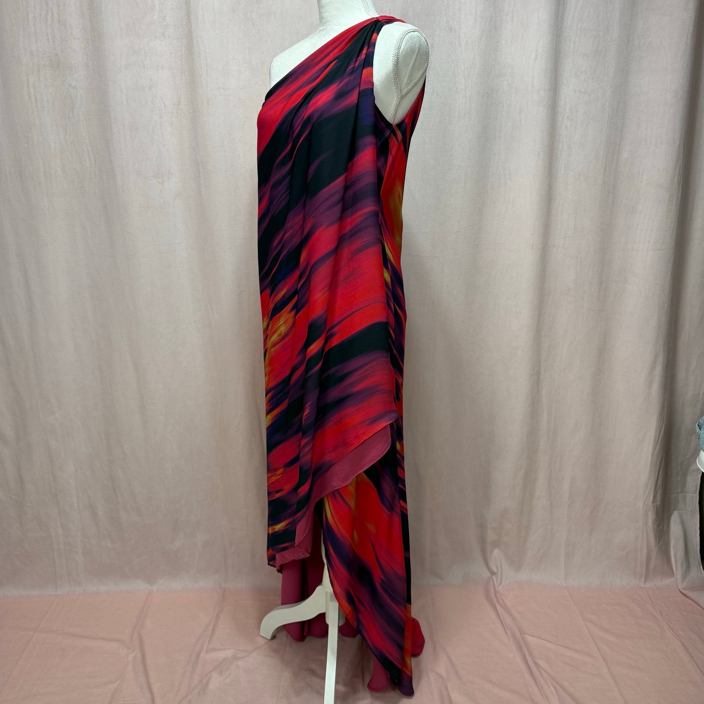 Secondhand Halston Heritage One Shoulder Printed Drape Gown, Size Small
