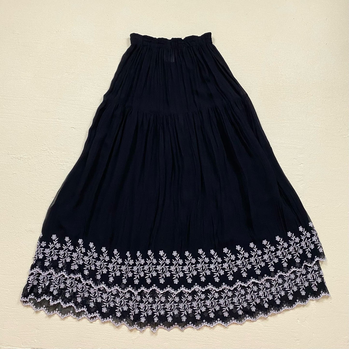 Vintage Harari Sheer Embroidered Maxi Skirt, One Size
