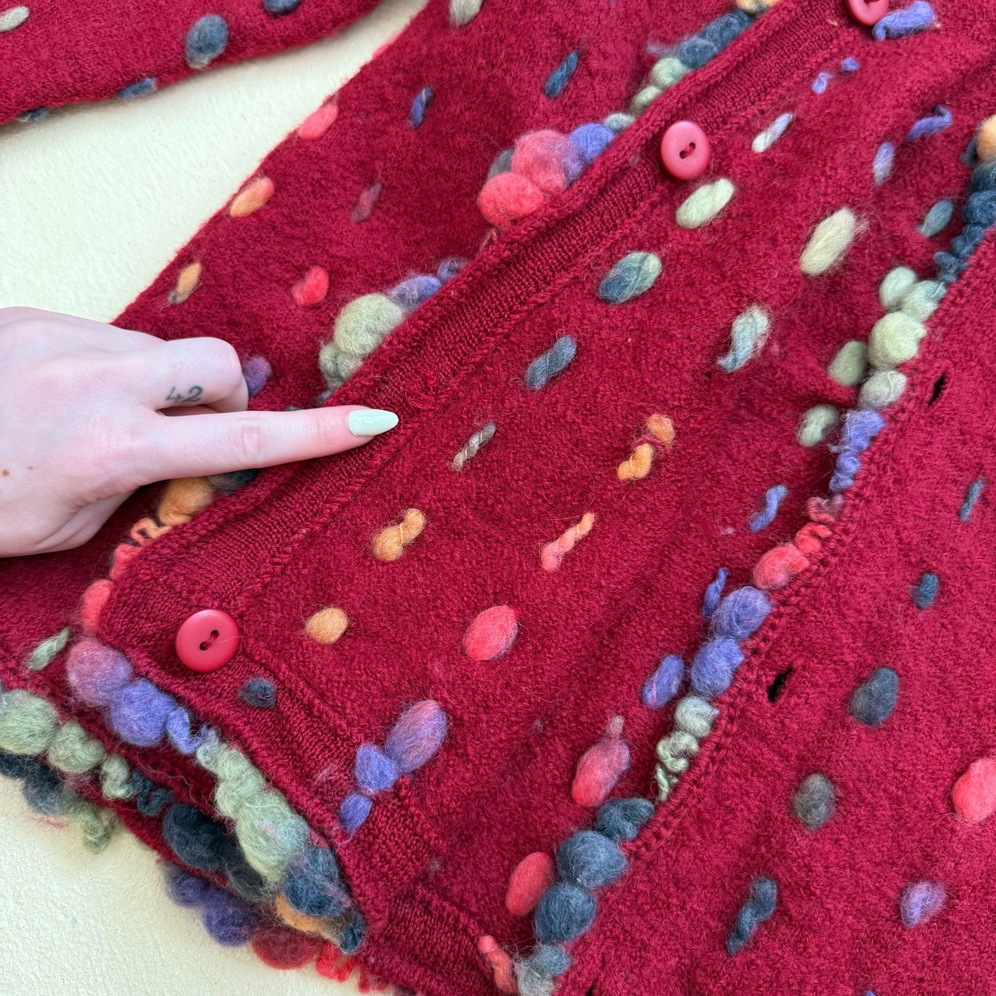 Secondhand Design Options Wool Cardigan Sweater, Size Medium