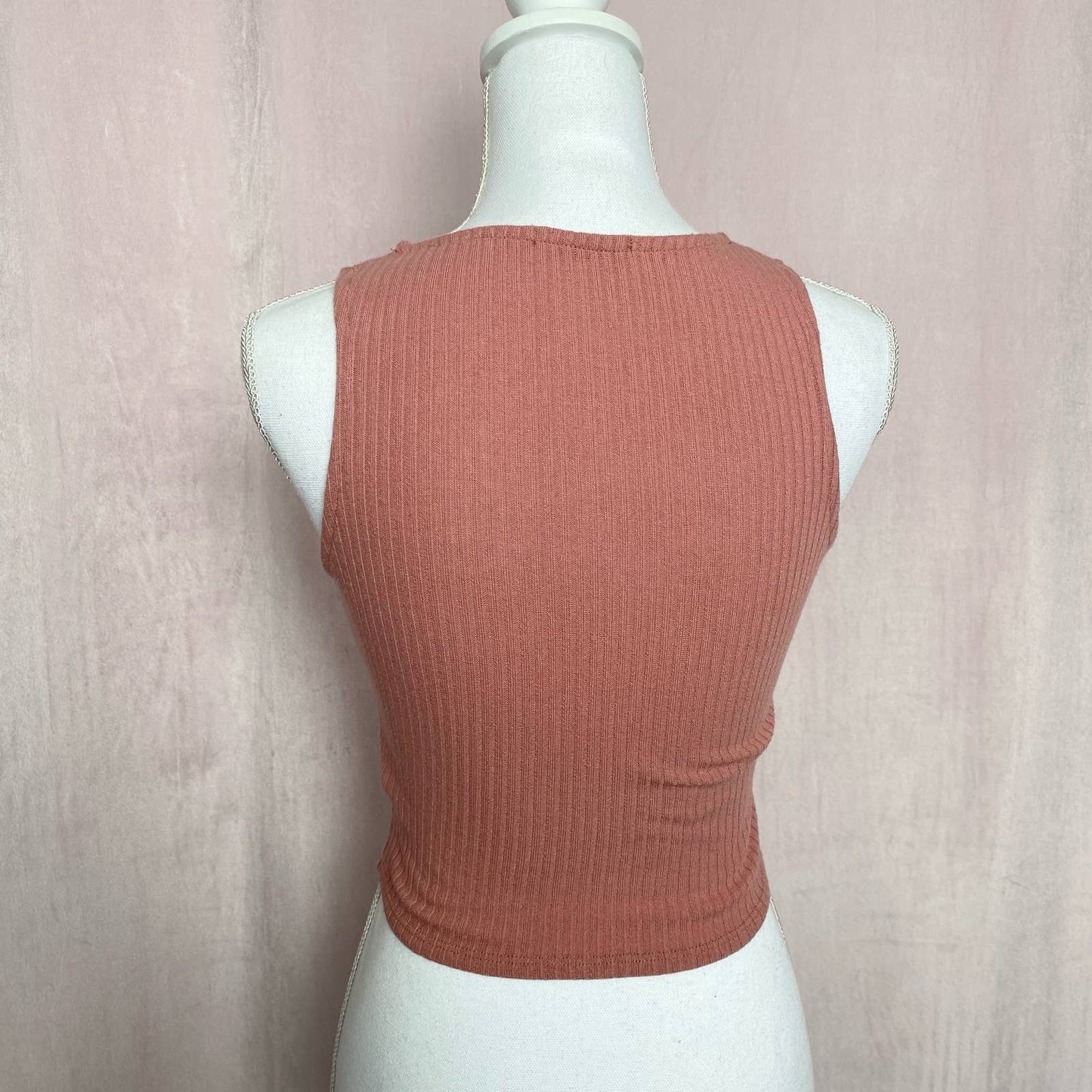 Secondhand Q Lace Up Ribbed Crop Tank Top, Size Small
