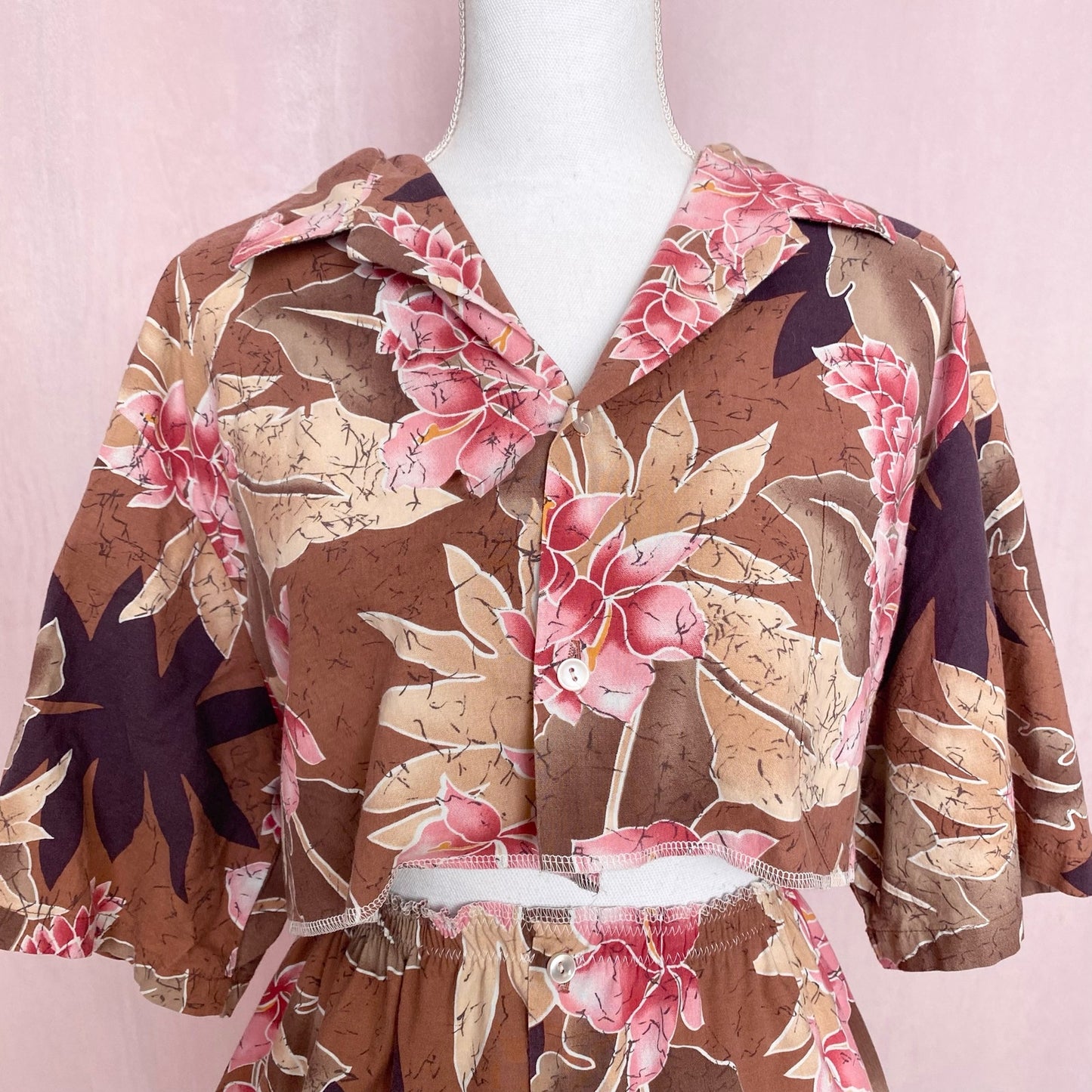 Upcycled Vintage Hawaiian Two Piece Skirt Set, Size L/XL