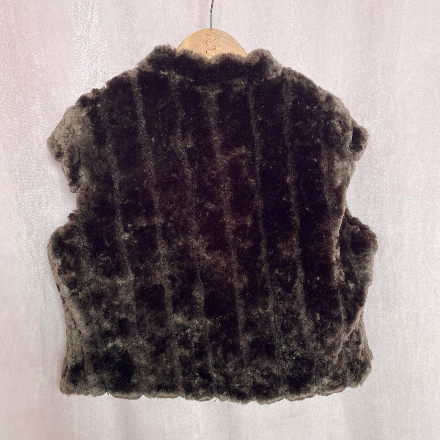 Y2K Y London Crop Brown Faux Fur Vest, Size Medium