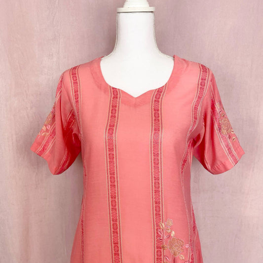 Vintage Floral Embroidered See Through Dress, Size Small