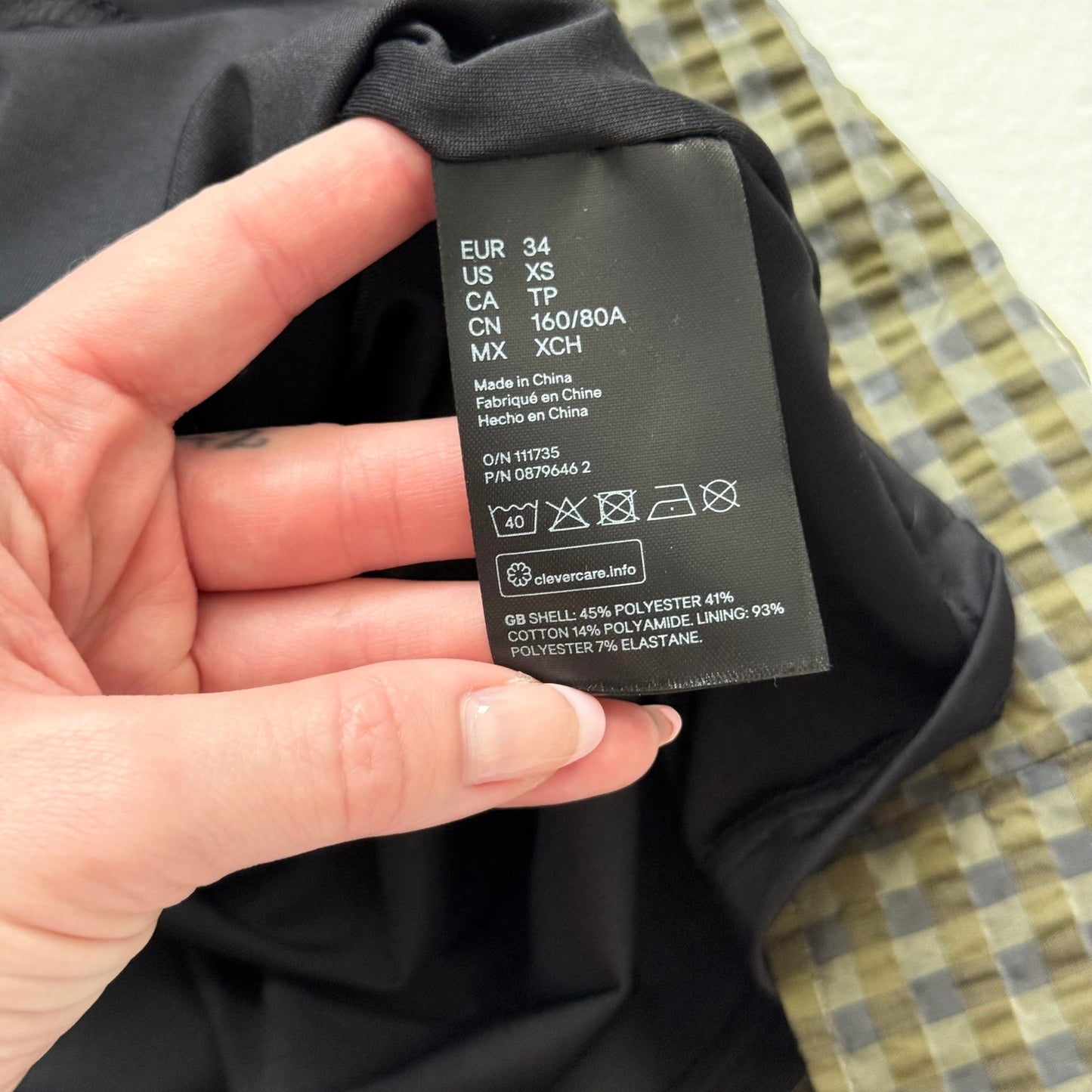 Secondhand H&M Green Plaid Puff Sleeve Babydoll Mini Dress XS