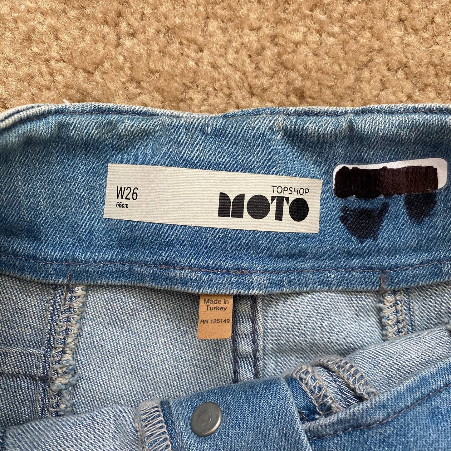 Secondhand Topshop Moto Denim High Waisted Shorts, W26