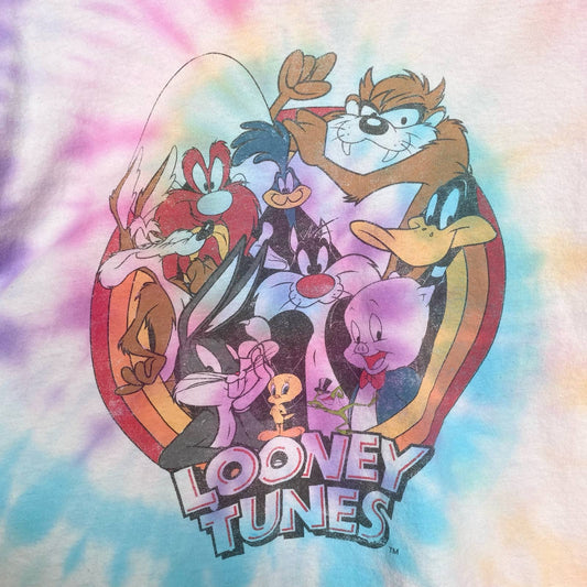 Reworked Looney Tunes Tie Dye Crop Tee, Size 2XL