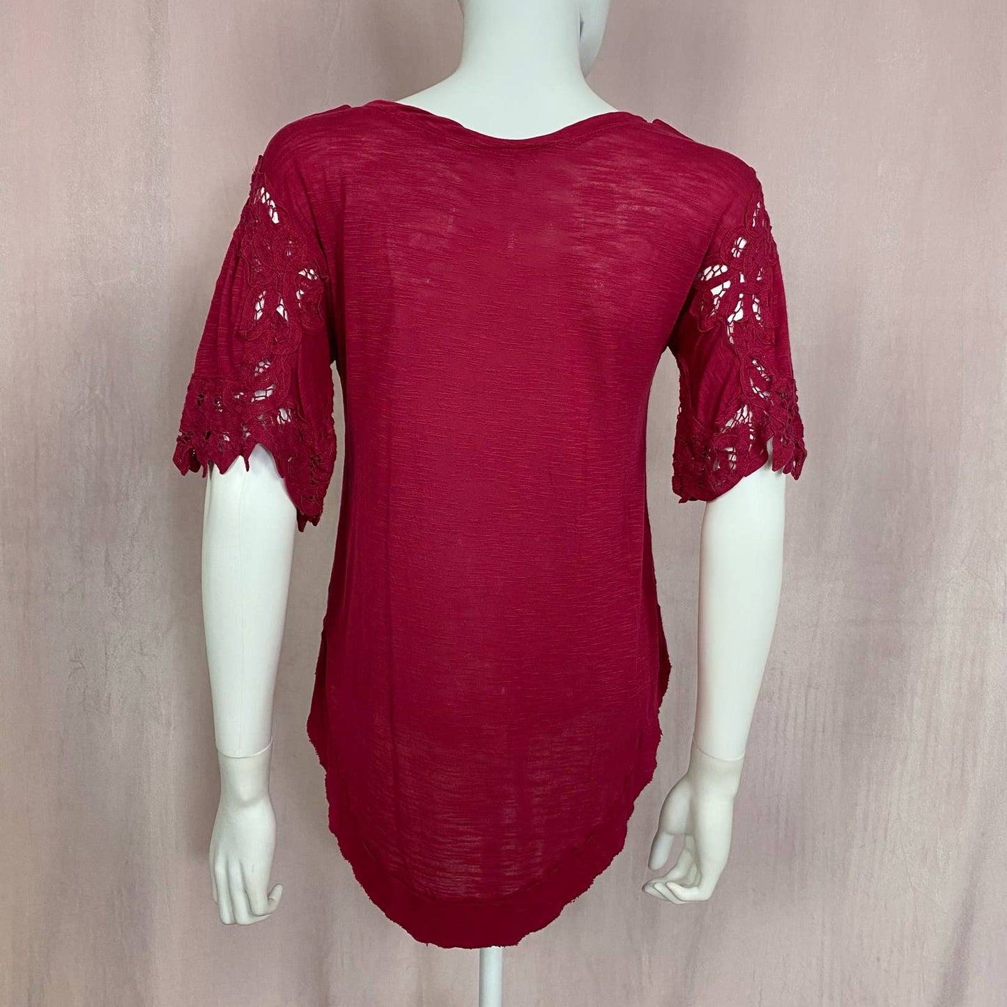 Secondhand Free People Lace Sleeve Knit Top, Size XS