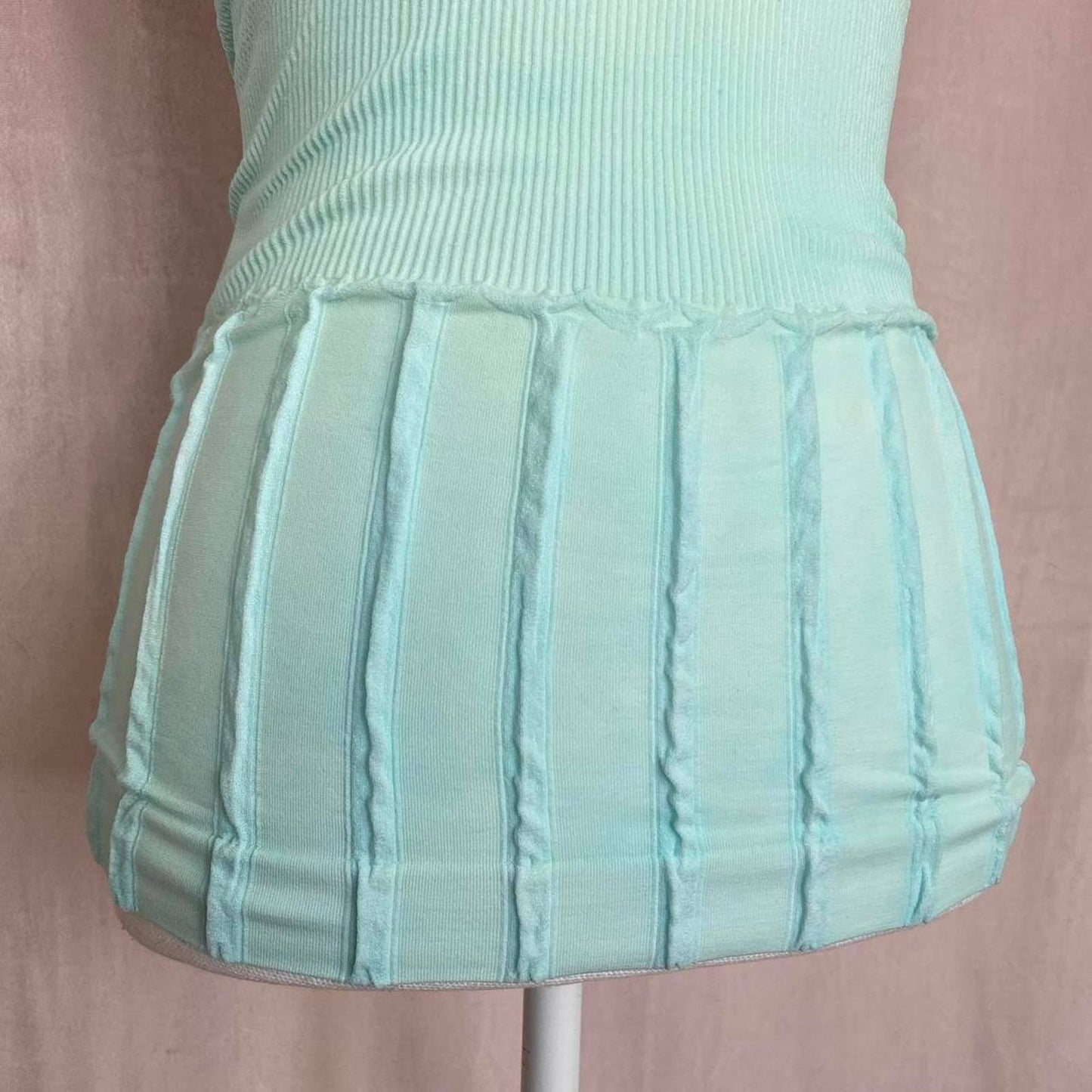 Upcycled Vintage Turquoise Watercolor Tube Top, Size Small